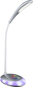 Globo, GLOBO MINEA Tischleuchte Kunststoff silber metallic, Kunststoff satiniert, Flexo mit K, Globo Led-tischleuchte , 58265 , Silberfarben , Kunststoff , 11x48 cm , Farbwechsler, Flexarm, Farben fixierbar, Touch (on/off) , 004558222802