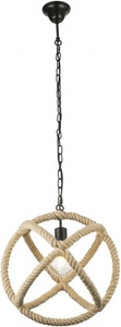 Globo, GLOBO ULLEU Hängeleuchte Metall schwarz, Ringe aus braunem Hanfseil, D:400, H:1250, ex, Globo HÄNGELEUCHTE 40/125 cm , Mailo , Braun, Schwarz , Metall, Naturmaterialien , 125 cm , 0045582590