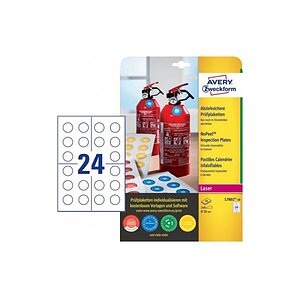 Avery Zweckform, Avery-Zweckform L7802-10 Etiketten (A4) Ø 30 mm Folie Weiß 240 St. Permanent Prüfplaketten, 