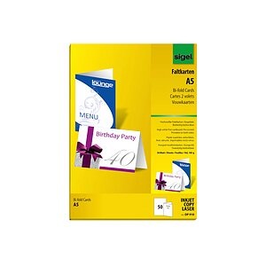 undefined, Sigel DP910 Grußkarte, Sigel Blankokarte A5 (A4), 20 Blatt, Weiss