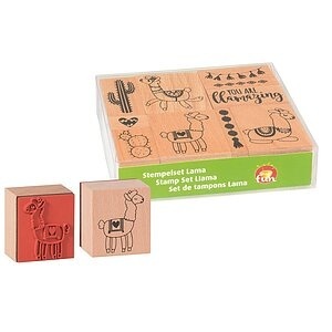 Heyda, HEYDA Stempel-Set Lama 12x10x3cm 204888676 Holz 10-teilig, Heyda Stempel-Set, Lama, 12 x 10 x 3cm, braun, 204888676, (10-teilig)