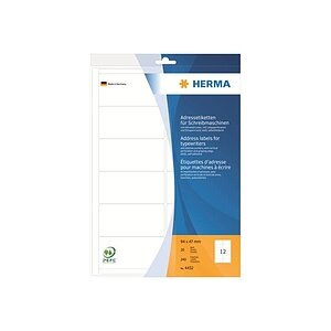 undefined, HERMA Adressetiketten für Schreibmaschinen A4 94x47 mm Papier matt Ecken rund 240 St., 