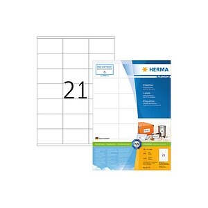 HERMA, Herma 4473 Etiketten 70 x 41 mm Papier Weiß 2100 St. Permanent Universal-Etiketten, Frankier-Etiketten Tinte, Laser,, HERMA Universal-Etiketten Premium, 7 x 4.1 cm, 2100 Etiketten