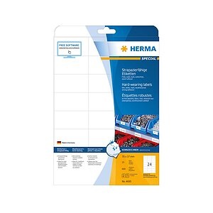 undefined, HERMA Etiketten strapazierfähig A4 70x37 mm weiß stark haftend Folie matt wetterfest 600 St., Herma Folien-Etiketten Nr. 4695 auf DIN A4-Blättern, 600 Etiketten, 25 Bogen