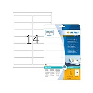 HERMA, HERMA Adressetiketten A4 weiss 99,1x38,1 mm Papier 350 St., HERMA Etiketten 10016 10016 99.1x38.1mm abl. 350Stk. 25 B