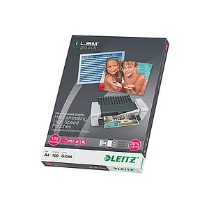 Leitz, Leitz Laminierfolie Speed A4 125 ?m, LEITZ Laminiertasche A4 74300002 glanz, 125my 100 Stk