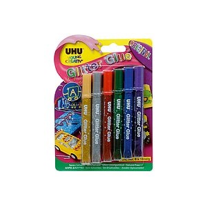 undefined, UHU D1549 Schreibwaren-Klebstoff Klebstofftube, UHU Glitter Glue Original 39040 original colours 6 Stück