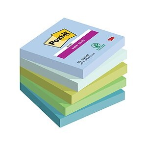 POST-IT, Post-it Super-Haftnotizen Oasis 76 x 76 mm Sortiert 90 Blatt 5 Stück, Post-it® Super Sticky Haftnotizen Oasis Collection, 76 x 76 mm 5 Stück