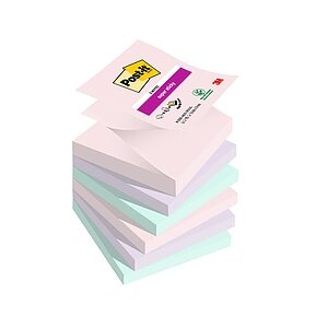 POST-IT, Post-it Sticky Z- Haftnotizen Soulful 76 x 76 Farbig sortiert 90 Blatt 6 Stück, Post-it® Super Sticky Haftnotizen Z-Notes Soulful Collection, 76 x 76 mm 6 Stück