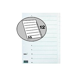 undefined, BIELLA Register Karton weiss A4 46541201 12 - teilig, blanko, Biella Register Karton, weiss, A4, 12-teilig, blanko, 465412.01