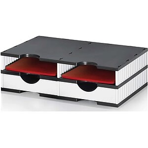 styro, Sortierstation Set Styro styrodoc Trio, 4 Fächer, weiß-schwarz/weiß, Sortierstation Set Styro styrodoc Trio, 4 Fächer, weiß-schwarz/weiß