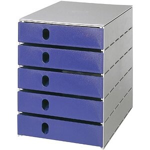 styro, styro® Schubladenbox Styroval, 5 Schübe offen, DIN C4, Polystyrol, blau, STYRO Schubladenbox grau 16-800138 5 Fächer