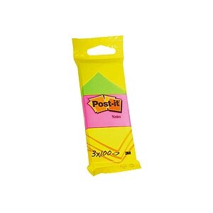undefined, Post-It 6812PI Klebezettel Quadratisch Grün, Pink, Gelb 100 Blätter, 3M Post-it Neon Notes, 38mm x 51mm, 3 Farben assortiert, 6812, (100 Blatt)