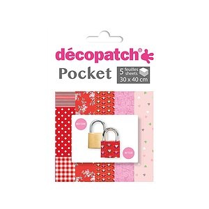 Décopatch, Decopatch Papier Pocket, Nr. 28, 5 Blatt à 30cm x 40cm, DP028C, DECOPATCH Papier Pocket Nr. 28 DP028C 5 Blatt à 30x40cm