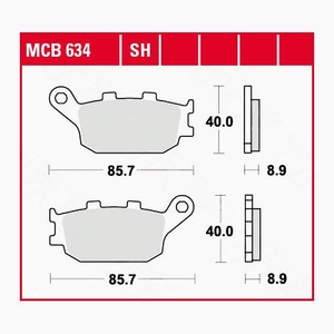 TRW - (TRW KFZ Ausruestung GmbH), TRW - Bremsbelagsatz, Scheibenbremse, TRW Lucas Bremsbeläge organisch MCB634 85,7x40x8,9mm