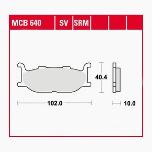 TRW - (TRW KFZ Ausruestung GmbH), TRW - Bremsbelagsatz, Scheibenbremse, TRW Lucas Bremsbeläge organisch MCB640 102x40,4x10mm