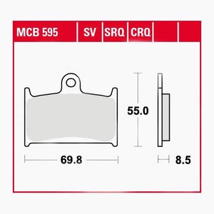 TRW - (TRW KFZ Ausruestung GmbH), TRW - Bremsbelagsatz, Scheibenbremse, TRW Lucas Bremsbeläge organisch MCB595 69,8x55x8,5mm