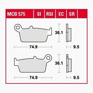 TRW - (TRW KFZ Ausruestung GmbH), TRW - Bremsbelagsatz, Scheibenbremse, TRW Lucas Bremsbeläge organisch ECO MCB575EC 74,9x36,1x9,5 mm