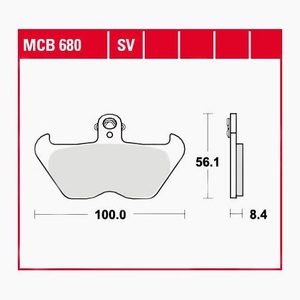 TRW - (TRW KFZ Ausruestung GmbH), TRW - Bremsbelagsatz, Scheibenbremse, TRW Lucas Bremsbeläge organisch MCB680 100x56,1x8,4mm