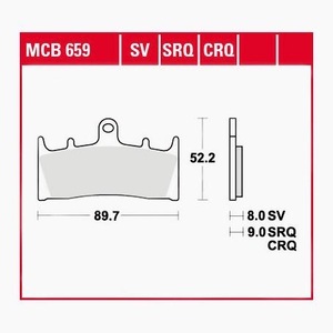 TRW - (TRW KFZ Ausruestung GmbH), TRW - Bremsbelagsatz, Scheibenbremse, TRW Lucas Bremsbeläge Sintermetall Street MCB659SV 89,7x52,2x8mm