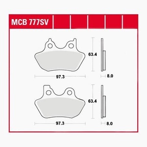 TRW - (TRW KFZ Ausruestung GmbH), TRW - Bremsbelagsatz, Scheibenbremse, TRW Lucas Bremsbeläge Sintermetall Street MCB777SV 97,3x63,4x8mm