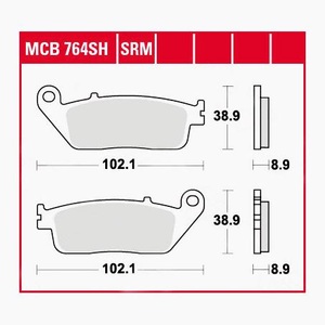 TRW - (TRW KFZ Ausruestung GmbH), TRW - Bremsbelagsatz, Scheibenbremse, TRW Lucas Bremsbeläge Sintermetall Scooter MCB764SRM 102,1x38,9x8,9mm