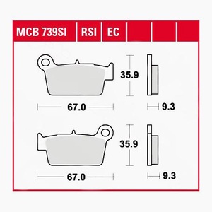 TRW - (TRW KFZ Ausruestung GmbH), TRW - Bremsbelagsatz, Scheibenbremse, TRW Lucas Bremsbeläge Sintermetall Offroad MCB739SI 67x35,9x9,3mm