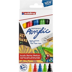 edding, edding Acrylmarker-Set medium, Basic, 5 Stifte, edding Acrylmarker-Set medium, Basic, 5 Stifte
