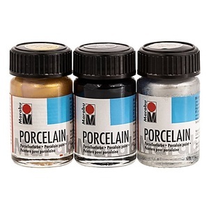 Marabu, Marabu Porzellan- und Glasmalfarben "Metallic", 3x 15 ml, Marabu Porzellan- und Glasmalfarben "Metallic", 3x 15 ml