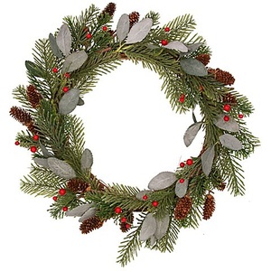undefined, Tannenkranz mit Beeren, Blättern, Zapfen, 45 cm Ø