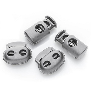 buttinette, buttinette Kordelstopper-Set, grau, für Kordeln bis 5 mm Ø und 6 mm Ø, Inhalt: 4 Stück, buttinette Kordelstopper-Set, grau, für Kordeln bis 5 mm Ø und 6 mm Ø, Inhalt: 4 Stück