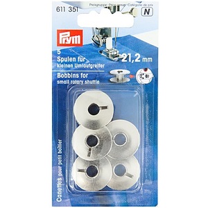 Prym, Prym Nähmaschinenspulen für kleine Umlaufgreifer, Ø 21,2 mm, Höhe: 9,2 mm, Inhalt: 5 Stück, Prym Nähmaschinenspulen für kleine Umlaufgreifer, Ø 21,2 mm, Höhe: 9,2 mm, Inhalt: 5 Stück