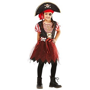 undefined, Piratin-Kostüm für Kinder, schwarz/rot, Piratin-Kostüm für Kinder, schwarz/rot