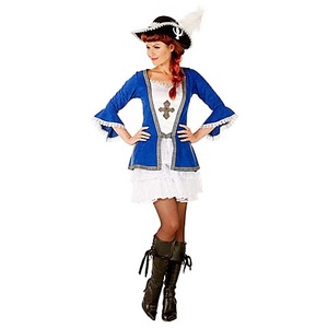 Exclusive Design by buttinette, buttinette Musketier-Kostüm für Damen, blau/weiss, buttinette Musketier-Kostüm für Damen, blau/weiss