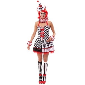 undefined, Pierrot Kostüm für Damen, schwarz/weiss/rot, Pierrot Kostüm für Damen, schwarz/weiss/rot