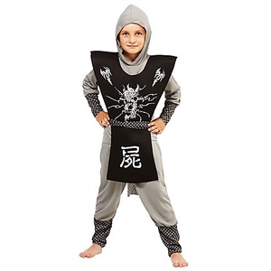undefined, Ninja Kostüm für Kinder, grau/schwarz/weiss, Ninja Kostüm für Kinder, grau/schwarz/weiss