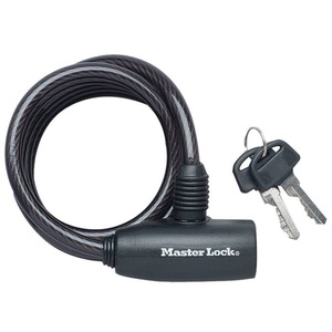 Masterlock, Masterlock 8126 Kabelschloss 8 mm x 1.800 mm schwarz 2019 Veloschlösser, Masterlock Spiralkabelschloss mit Schlüssel | 1.8 m