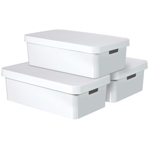 Curver, Curver Infinity Aufbewahrungsbox mit Deckel 3 Stk. 30 L Weiß 240671, Curver Organizer »INFINITY«, (3 St.), Aufbewahrungsbox, stapelbar, je 30 Liter, weiss
