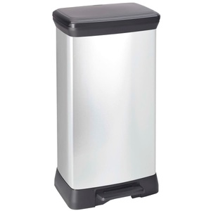 Curver, Curver Deco Tretmülleimer 50 L Silbern 240643, Curver Mülleimer »Decobin«, 1 Behälter, 50 Liter