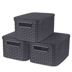 Curver, Curver Aufbewahrungsboxen mit Deckel 3 Stk. Style S 6L Anthrazit, Curver Organizer »Style«, (Set, 3 St.), Aufbewahrungsbox, mit Deckel anthrazit, 3 x 7 Liter