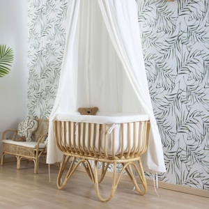 Childhome, CHILDHOME Wiege Rattan rechteckig mit Nestchen und Matratze