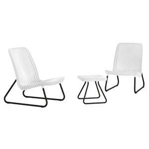 Keter, Keter Gartengarnitur 3-tlg. Rio Weiß 218155, Keter - Gartenmöbel set akazienholz, One Size, Grau