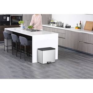 Eko, EKO Tretmülleimer Essential 3x9 L Mattsilber, EKO Treteimer Recycler, Stahl, 27 l, 3-fach-Sammler, Edelstahl