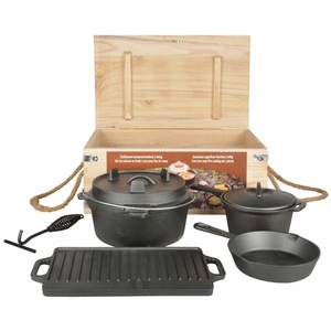 Diverse Hardware, Esschert Design 7 tlg. Lagerfeuer Koch-Set Schwarz FF240, esschert design Grillpfanne »7teilig«, Gusseisen