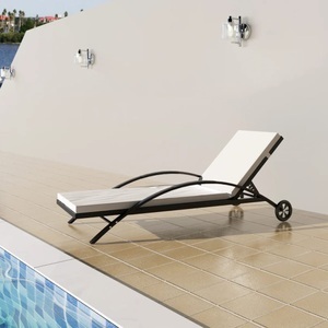 Diverse Hardware, Sonnenliege mit Polster & Rollen Poly Rattan Schwarz, vidaXL Sonnenliege mit Polster & Rollen Poly Rattan Schwarz
