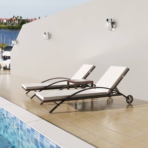 Diverse Hardware, Sonnenliegen mit Tisch Poly Rattan Braun, vidaXL Sonnenliegen mit Tisch Poly Rattan Braun