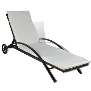 Diverse Hardware, Sonnenliege mit Polster & Rollen Poly Rattan Braun, vidaXL Sonnenliege mit Polster & Rollen Poly Rattan Braun