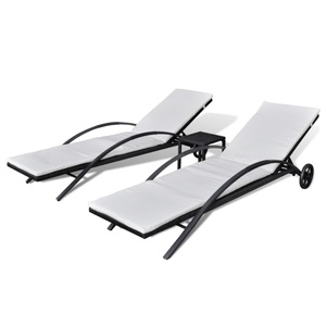Diverse Hardware, Sonnenliegen mit Tisch Poly Rattan Schwarz, vidaXL Sonnenliegen mit Tisch Poly Rattan Schwarz