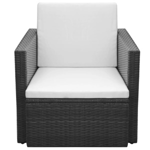 Diverse Hardware, Gartenstuhl mit Polstern und Kissen Poly Rattan Schwarz