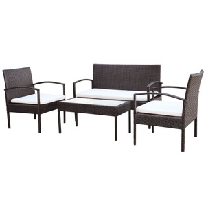 Diverse Hardware, 4-tlg. Garten-Lounge-Set mit Auflagen Poly Rattan Braun, VidaXL - Garten-sofagarnitur poly-rattan, One Size, Braun
